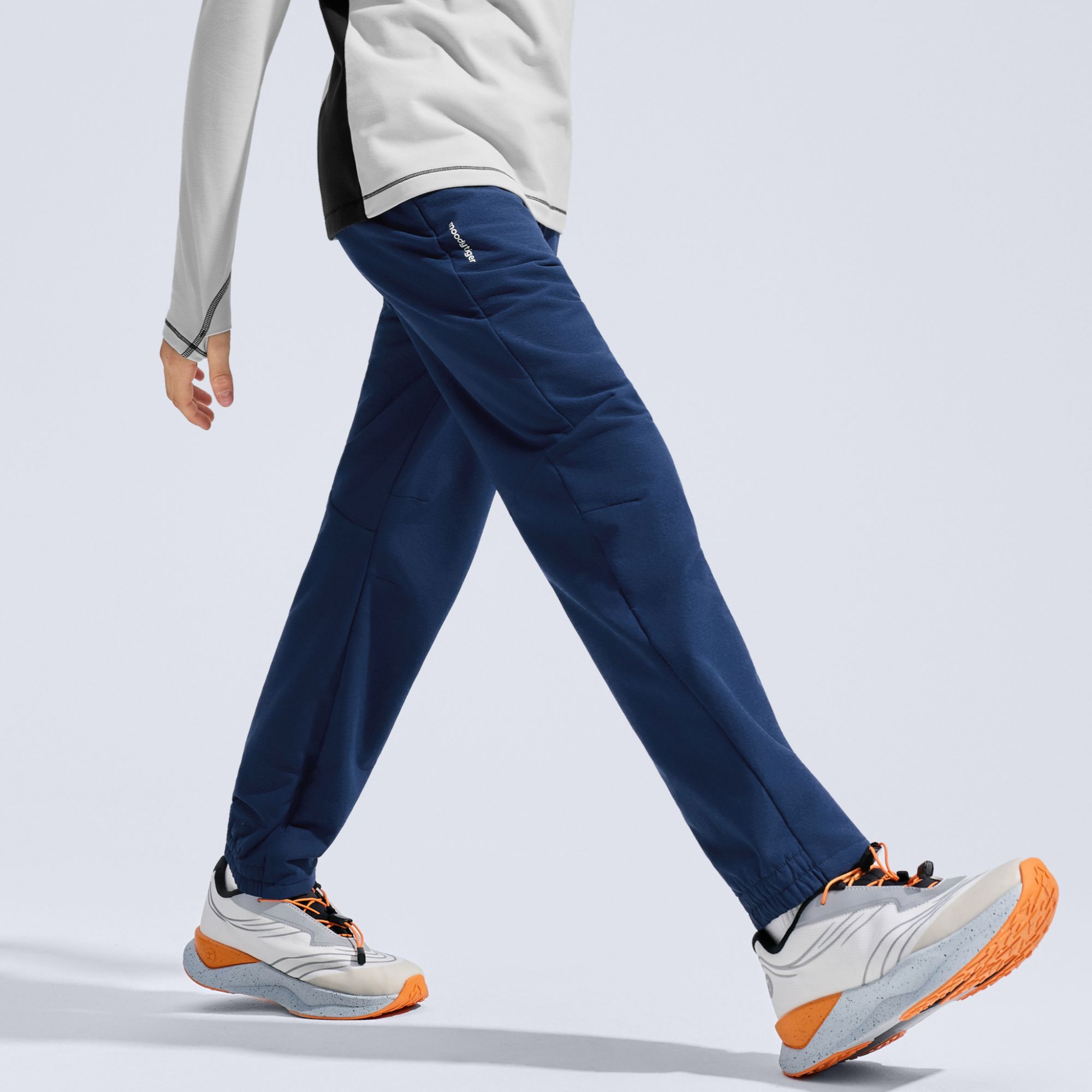 moodytiger冬季儿童梭织直筒裤保暖防风运动裤加绒54511315【H】2