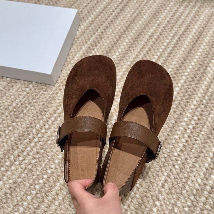 高级感简约皮带扣单鞋女秋冬舒适个性圆头豆豆鞋一脚蹬浅口懒人鞋