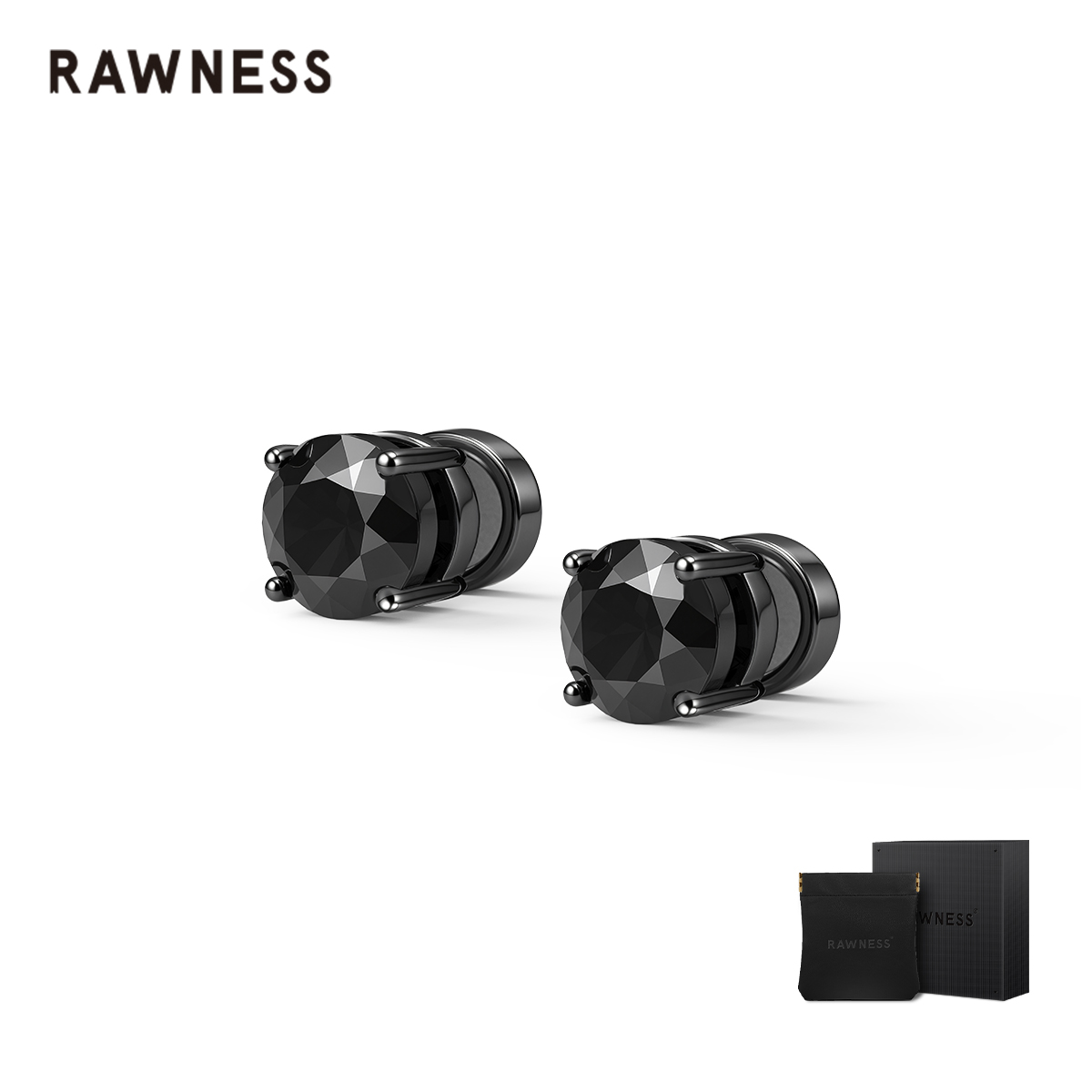 RAWNESS 合成锆石中性耳饰 四爪磁吸男无耳洞可带耳钉防过敏耳钉