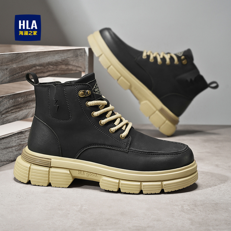 HLA/海澜之家马丁靴男款2025秋冬新款男士百搭休闲男鞋时尚工装靴