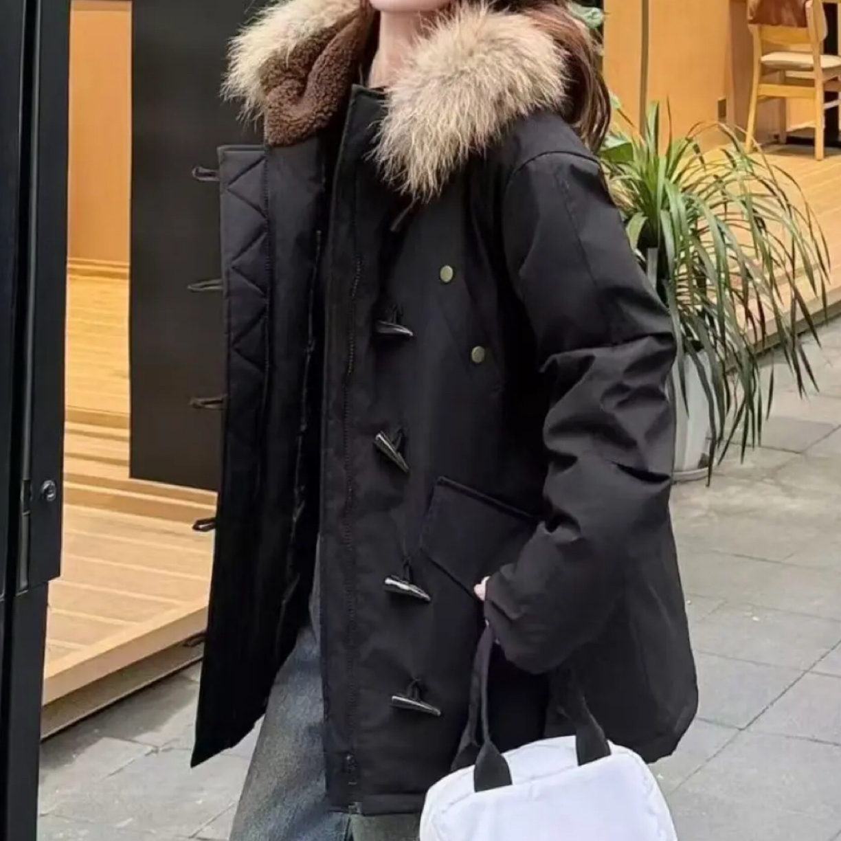 中长款收腰毛领可取时尚百搭羽绒加厚宽松连帽女士外套