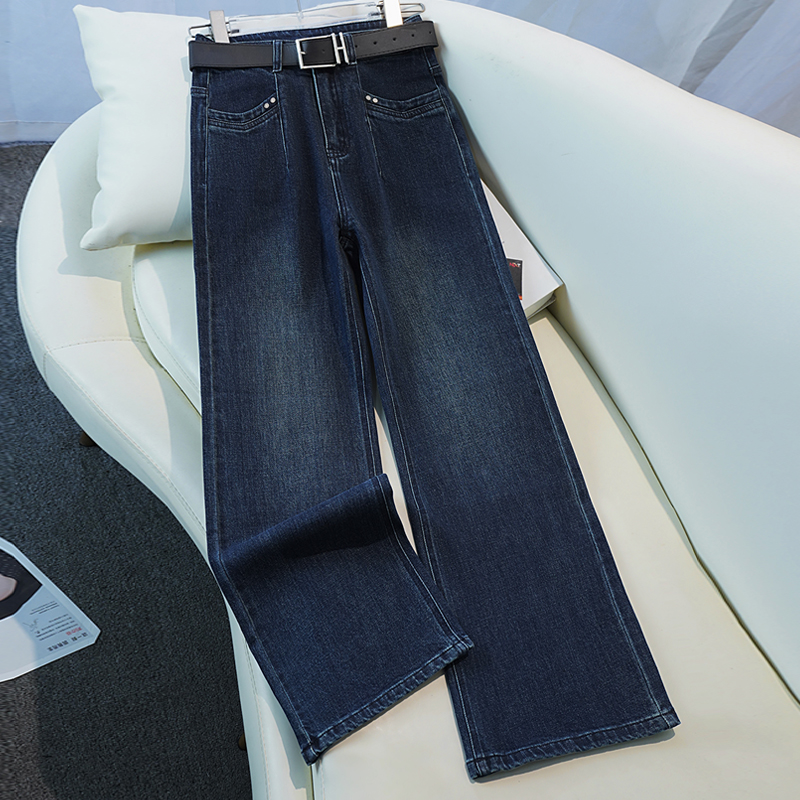 牛仔裤新款高腰宽松大码显瘦阔腿裤直筒裤长裤秋季秋装秋冬外穿小