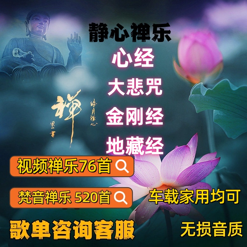 车载禅歌大悲咒观音盘存卡放松静心音乐地藏经六字五音心经无损