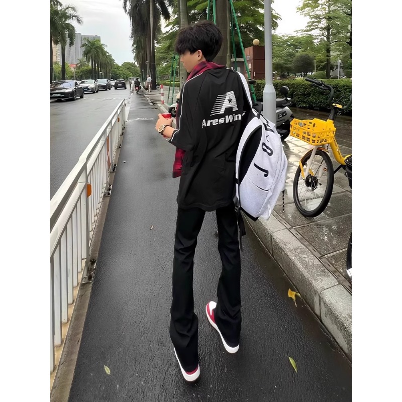 美式复古cleanfit微喇牛仔裤男夏季显高显瘦潮牌vibe裤子直筒长裤