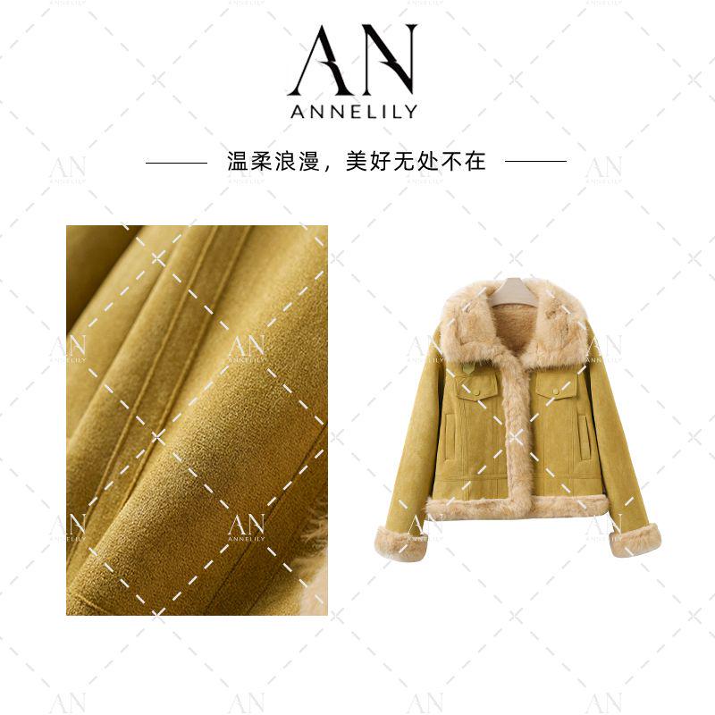 ANNELILY安琪琪【茶茶】冬季上新时尚休闲轻奢百搭外套AW2511026