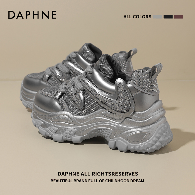 达芙妮厚底老爹鞋女款2025秋冬季新品爆款增高女鞋加绒休闲运动鞋