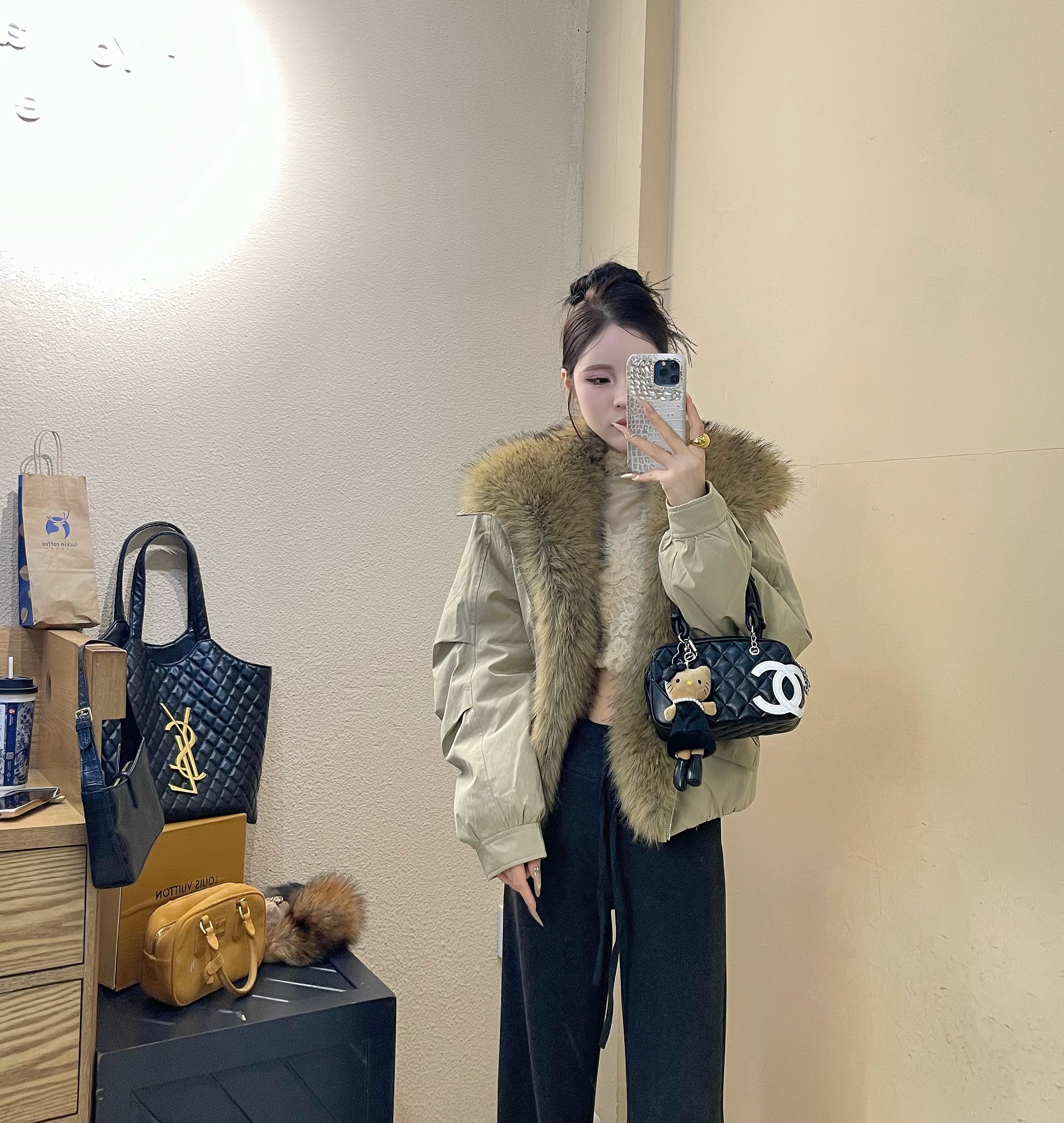 韩版chic高级感大毛领派克服冬季新款气质轻奢复古小众百搭洋气