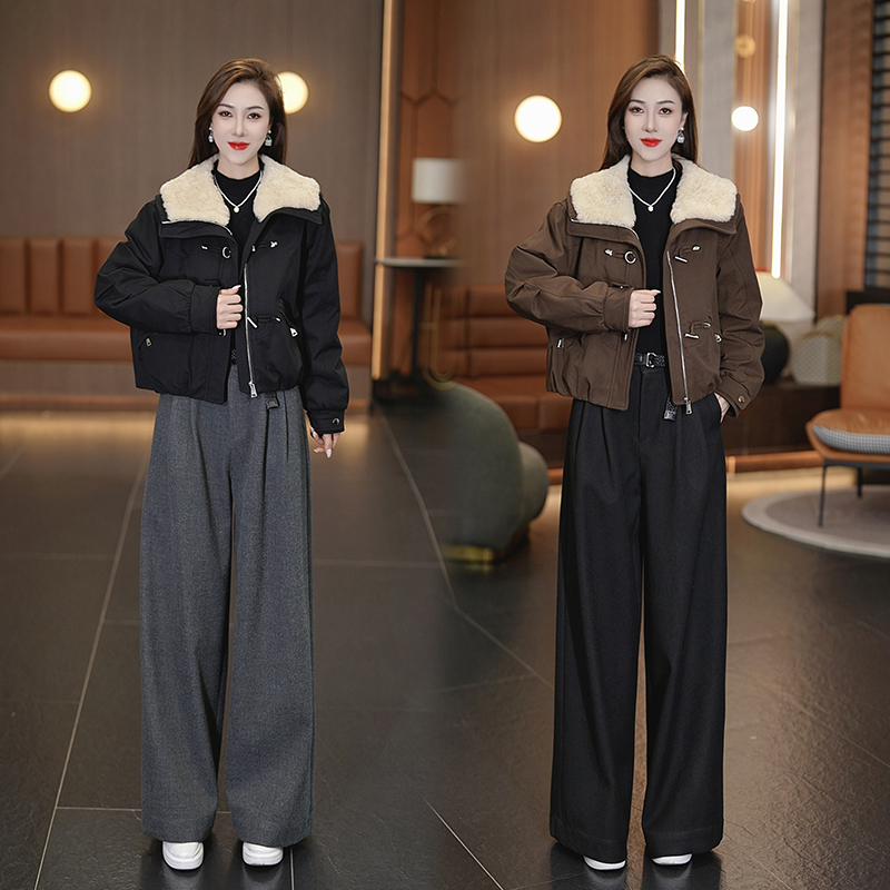 加绒加厚毛领棉衣女冬季新款洋气显瘦百搭保暖翻领棉袄外套潮