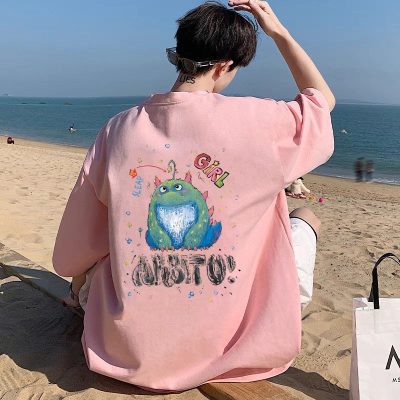 青少年初中生纯棉短袖t恤男生夏季潮流美式宽松印花半袖休闲上衣