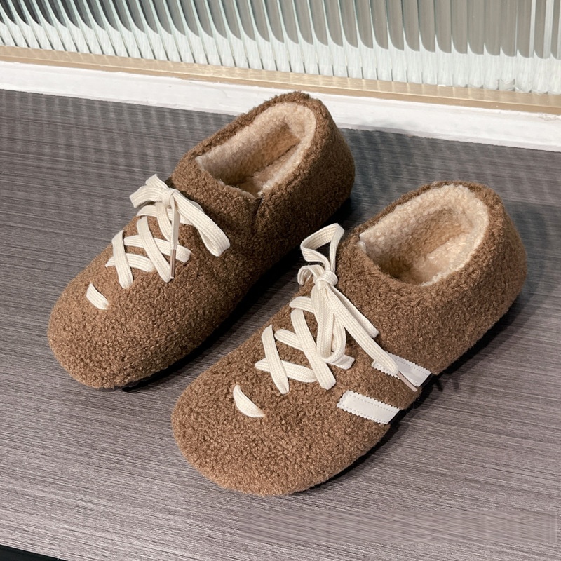 棉鞋女豆豆鞋冬季新款加绒加厚保暖时尚舒适棉靴一脚蹬女士毛毛鞋