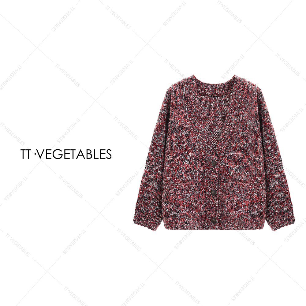 噢芬/小个子【晚柠】羊毛衣粗棒针V领开衫针织衫2025秋季新品521834