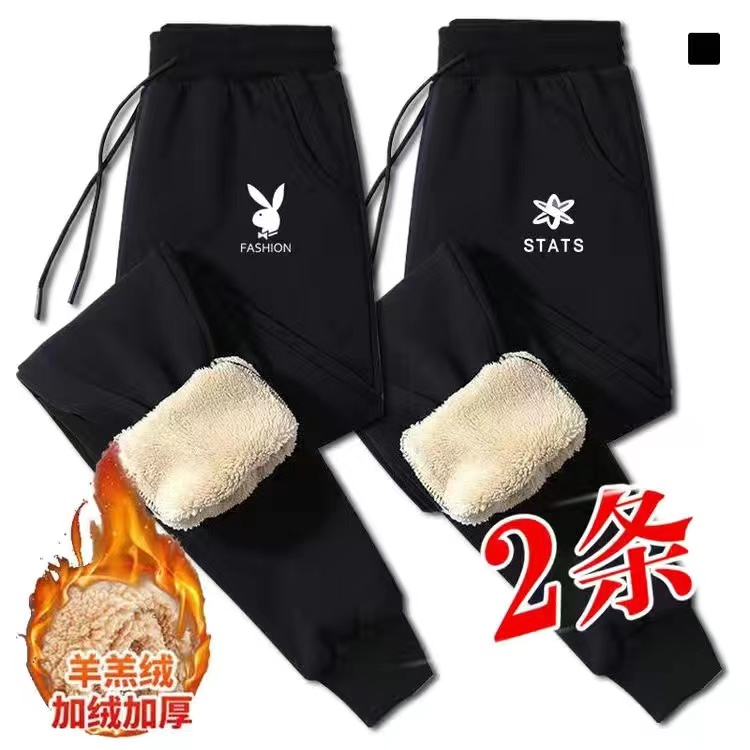 加绒加厚羊羔绒裤秋冬季保暖大码男士宽松休闲裤冬季男裤加绒加厚