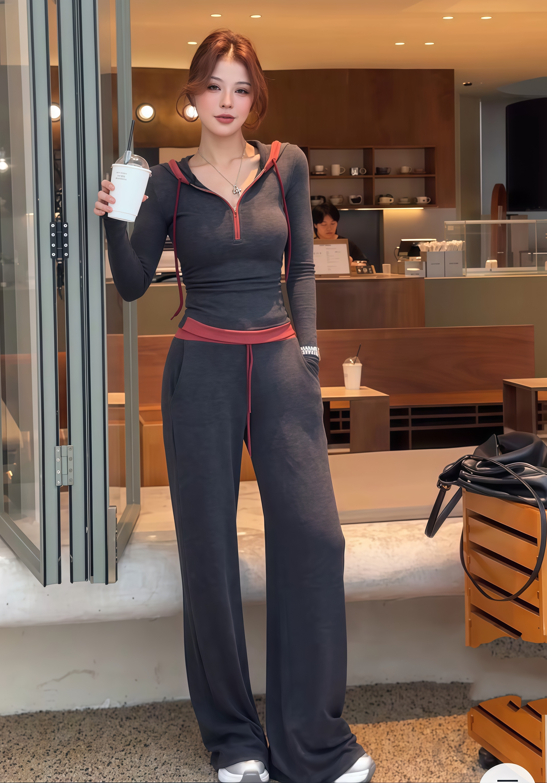 入秋一整套爆款2025新款慵懒感长袖连帽上衣女垂坠感休闲裤套装