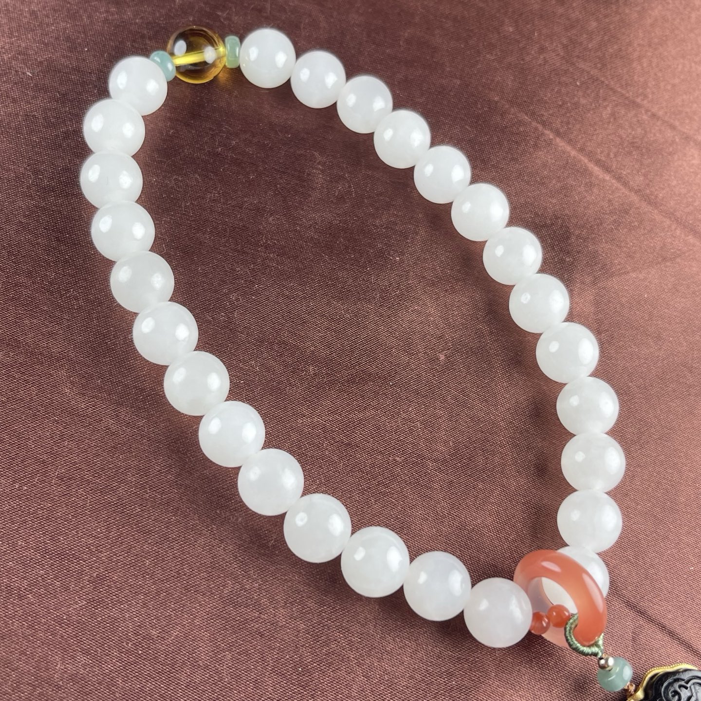 天然和田玉手持女士玉石手串手錜玉珠串