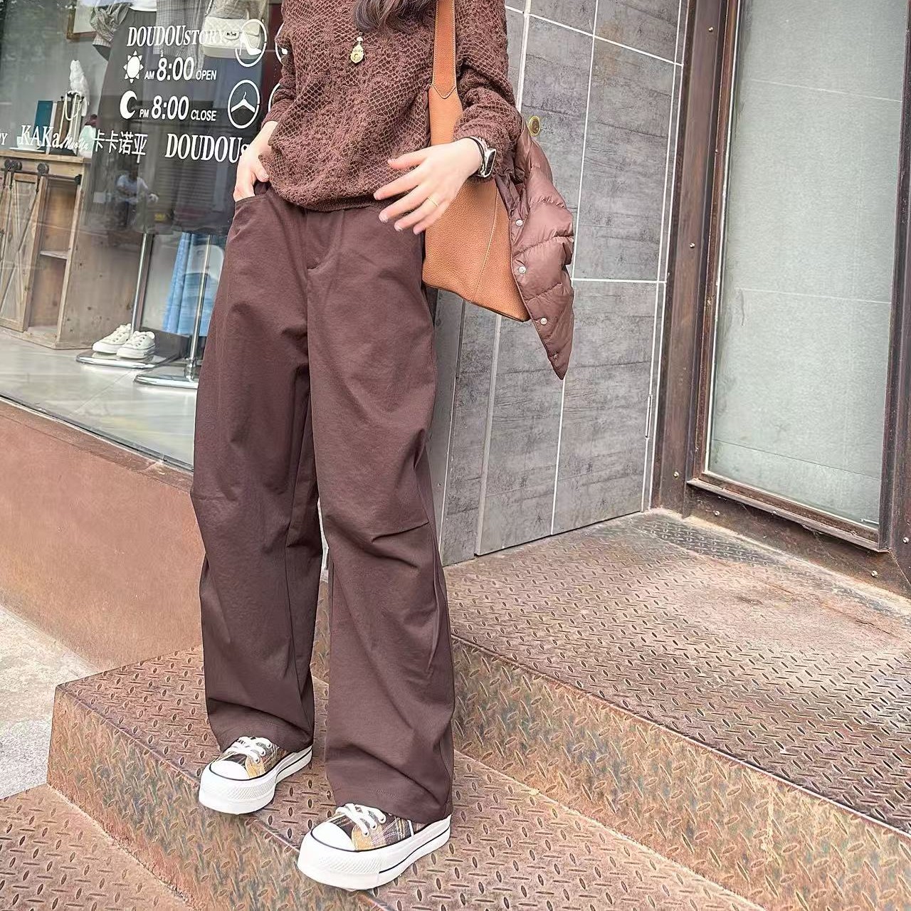 宇姐精选 0231 抗皱宽松潮流纯色休闲百搭宽腿香蕉裤复古