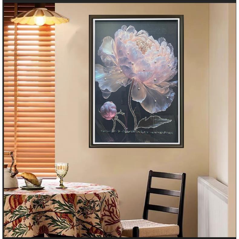 [喜宅家艺]Q233光影牡丹入户玄关餐厅装饰画走廊过道画卧室床头画