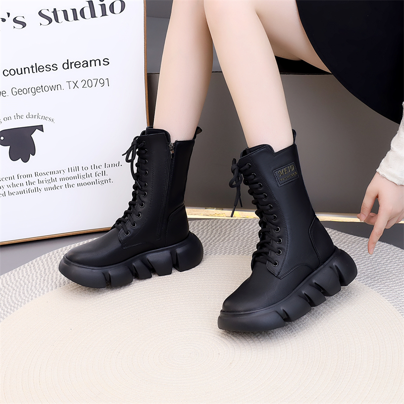 真皮厚底马丁靴女英伦2025秋冬爆款洋气软底棉靴轻便加绒保暖靴子