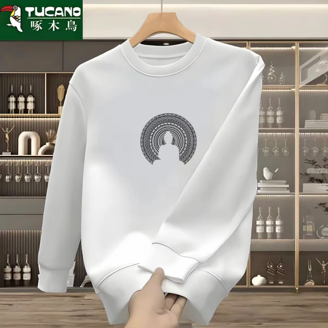 啄木鸟加厚卫衣男秋冬大码百搭宽松上衣韩版休闲保暖秋衣套头衫男