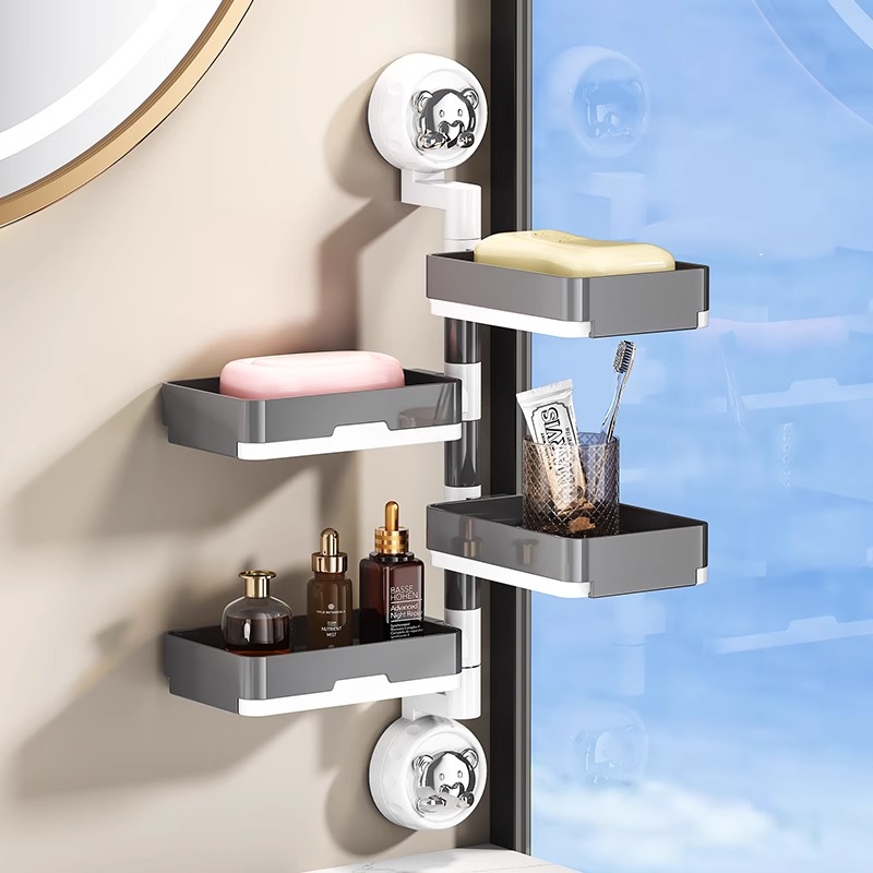 吸盘旋转肥皂盒免打孔浴室香皂盒置物架壁挂卫生间沥水肥皂收纳架