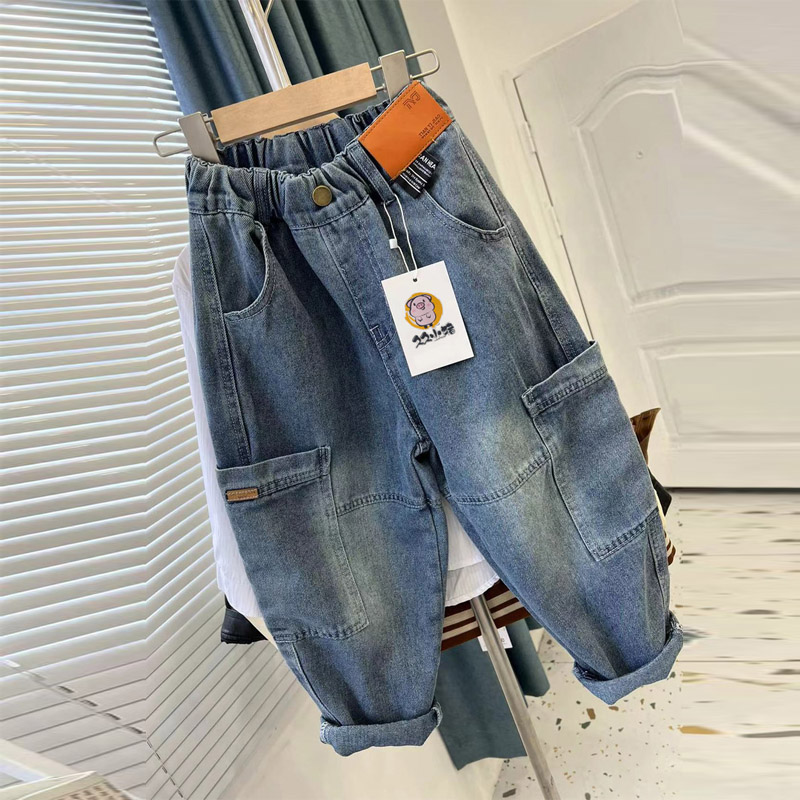 春季新款2025男童宽松牛仔裤韩版休闲裤中大童休闲时尚潮百搭设计
