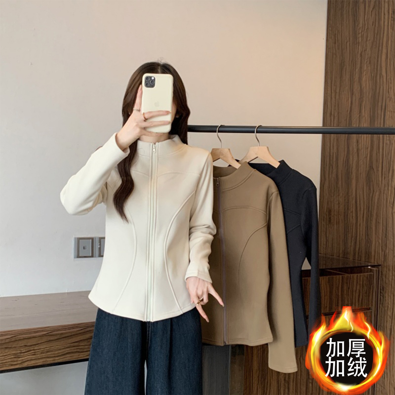 加绒加厚大码女装2025秋冬新款显瘦开衫气质时尚百搭长袖外套2312