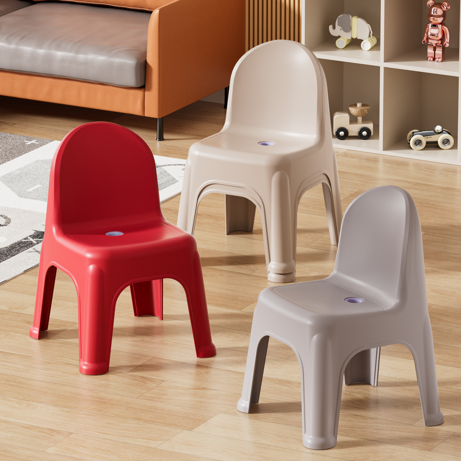 塑料凳子加厚靠背椅成人可坐儿童可叠放收纳椅子大人家用防滑板凳