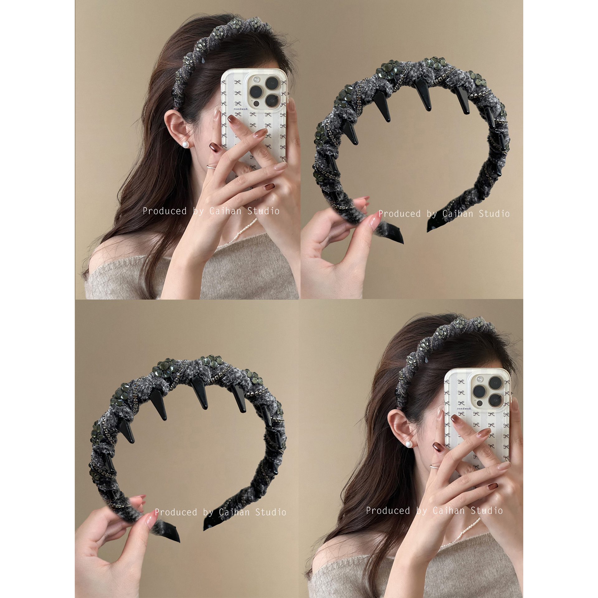 极夜舞曲~细闪璀璨丝绒缠绕齿梳发箍繁星之夜发卡洗脸后戴式头箍