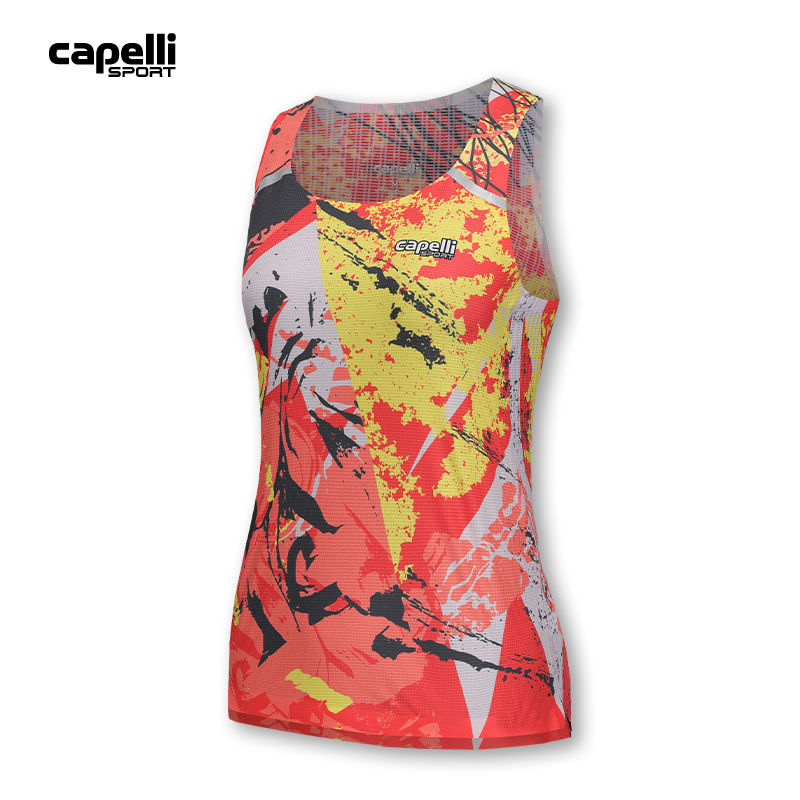 Capelli Sport 超轻跑步背心女无袖马拉松田径无缝速干跑团印制