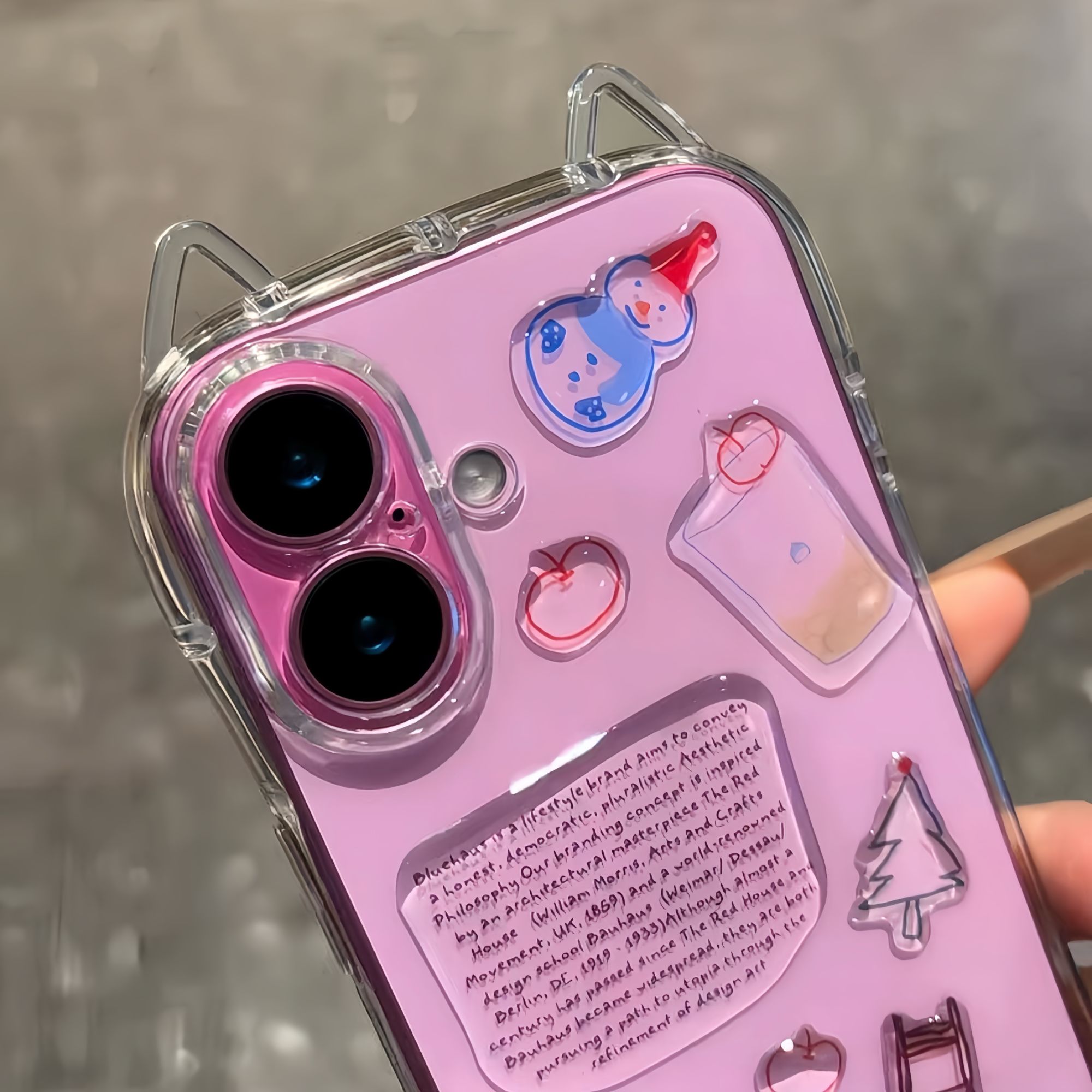 欧克里里DIY贴纸猫耳朵苹果17/16promax小蛮腰14/15手机壳12/13套