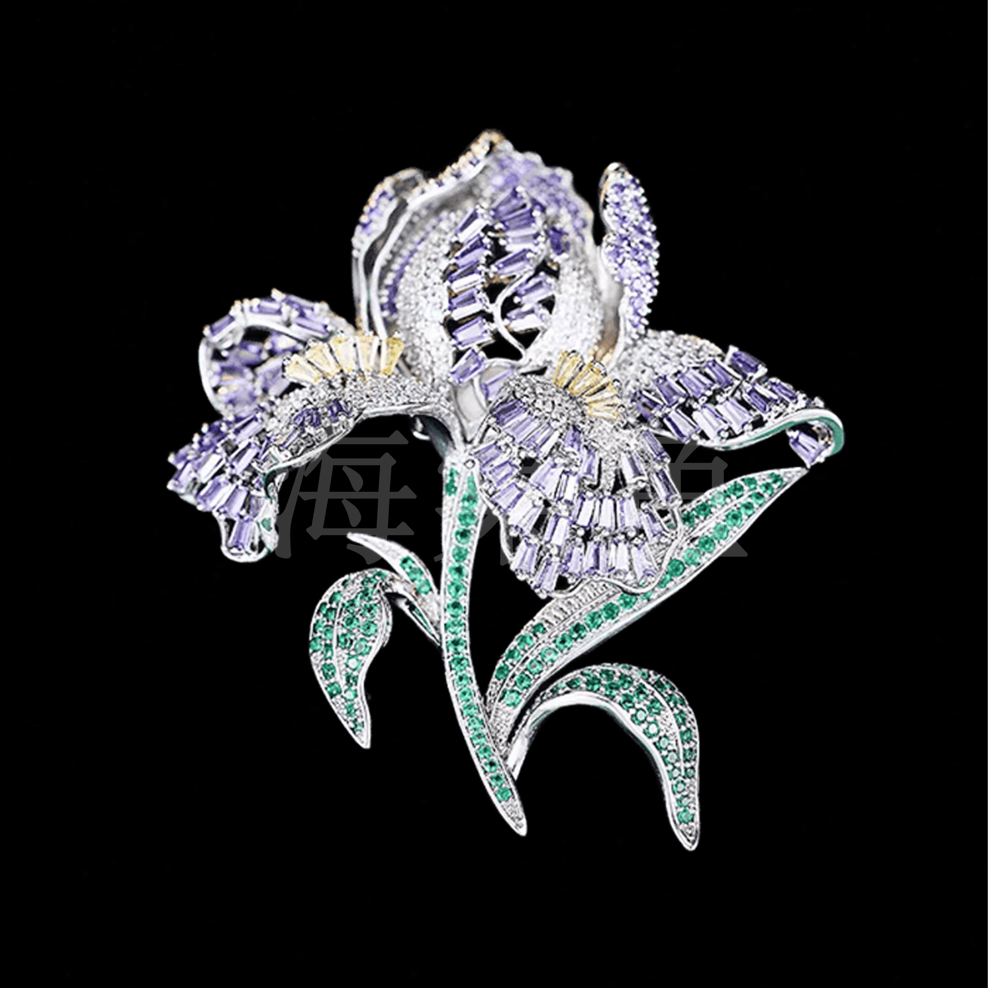 铜合金合成锆石胸针 时尚气质百搭紫色花朵胸针5882