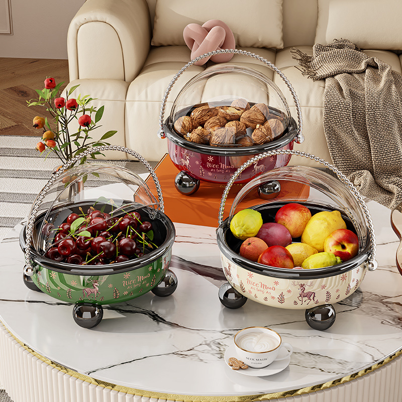 【优支】新款高脚沥水水果盘茶几轻奢高颜值坚果零食糖果盘干果盘