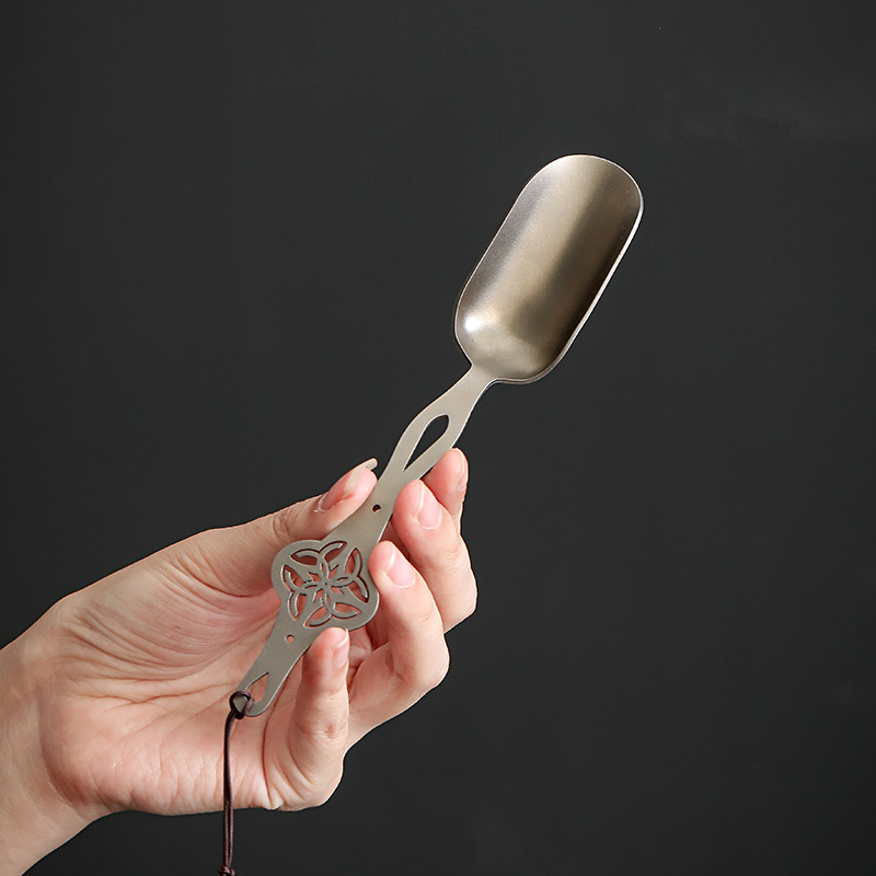 物姿纯钛复古雕花茶匙高档茶叶取茶勺分茶器茶则茶铲功夫茶具配件