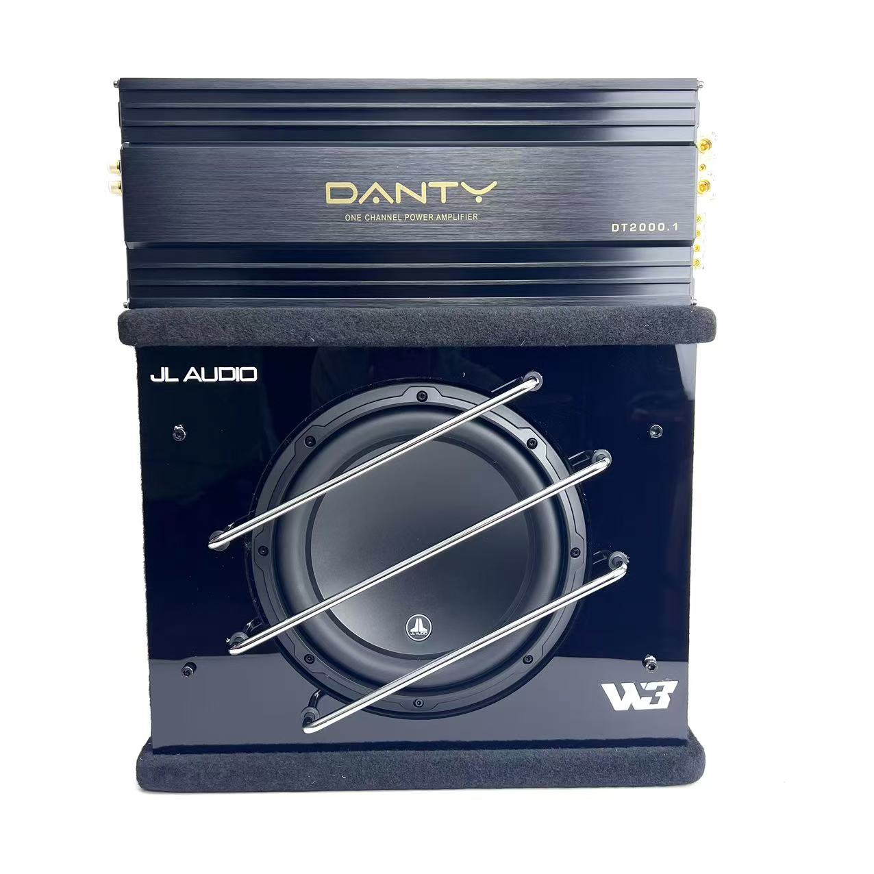 JL捷力12W3 汽车音响无源密闭式箱体组合丹笛低音功放套餐