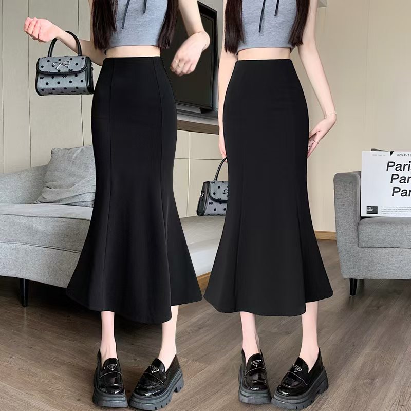 不规则半身裙女2025秋冬高腰弹力包臀裙设计感荷叶边长裙职业半裙