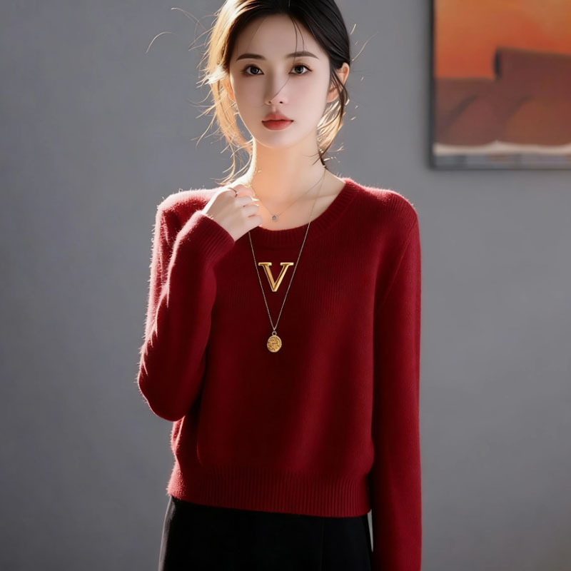 今年流行的时髦小众红色毛针织衫秋冬季厚款宽松减龄时尚气质上衣