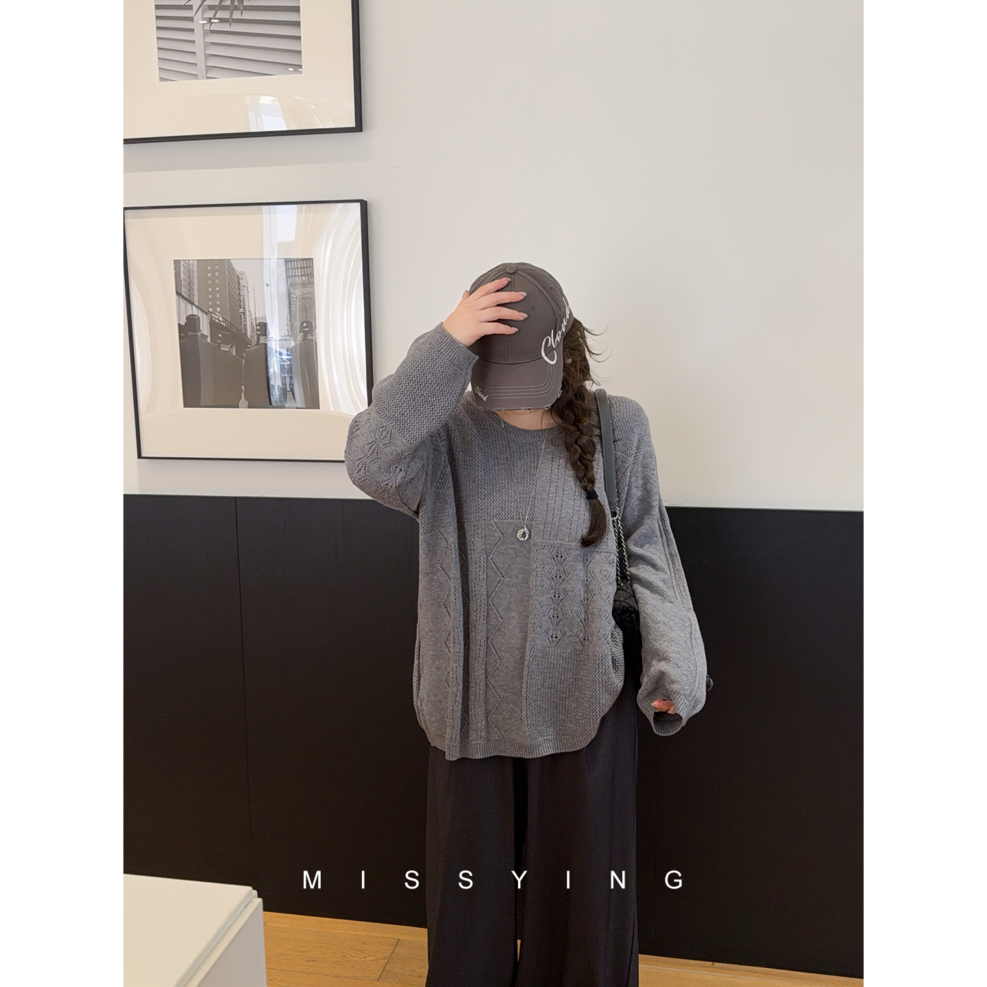 应小姐【软软吐司】微胖大码秋款休闲显瘦纯色时尚长袖针织衫毛衣