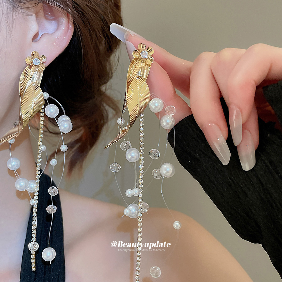 铜合金锆石耳饰 原创设计耳环仙气日韩流苏耳扣欧美小众优雅女