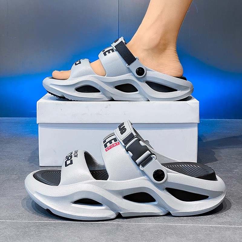 男士凉鞋夏季外穿踩屎感软底防滑大码45防臭增高两用开车沙滩拖鞋
