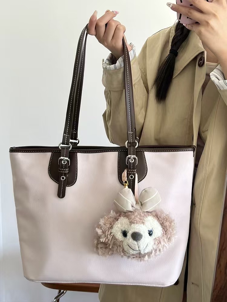 2025新款学生通勤尼龙布单肩包小众大容量托特包格纹手提单肩包包