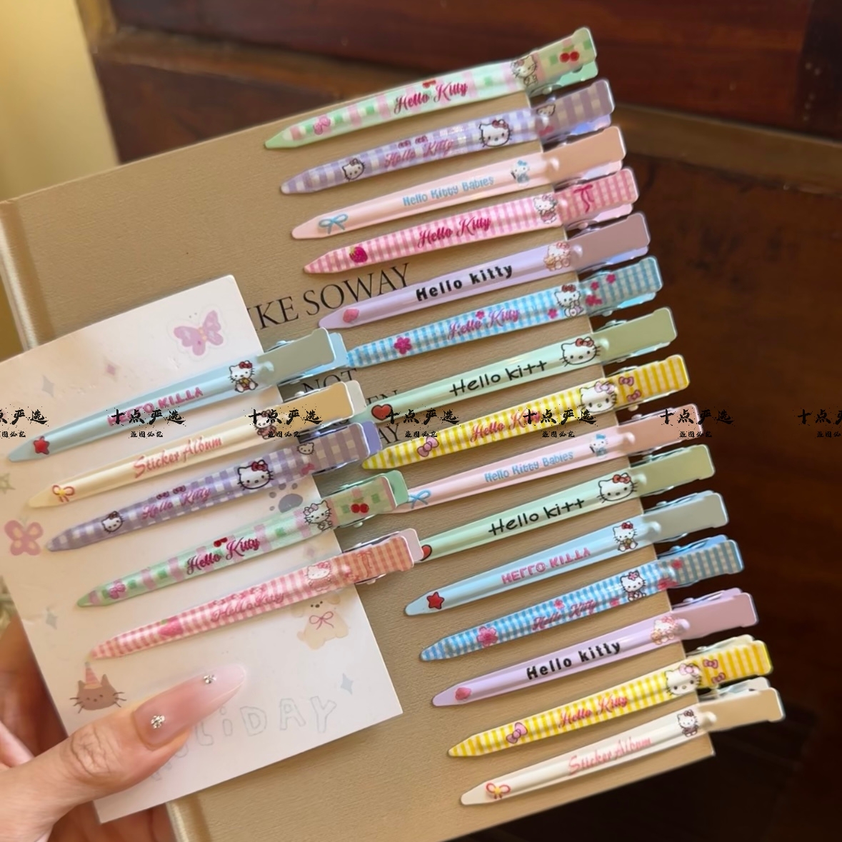 20个装可爱KT猫星星金属长条发夹夏季新款甜美百搭刘海鸭嘴夹