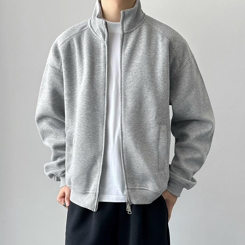 WIE STUDIO卫衣420g重磅外套秋季短款夹克男立领运动简约休闲纯色