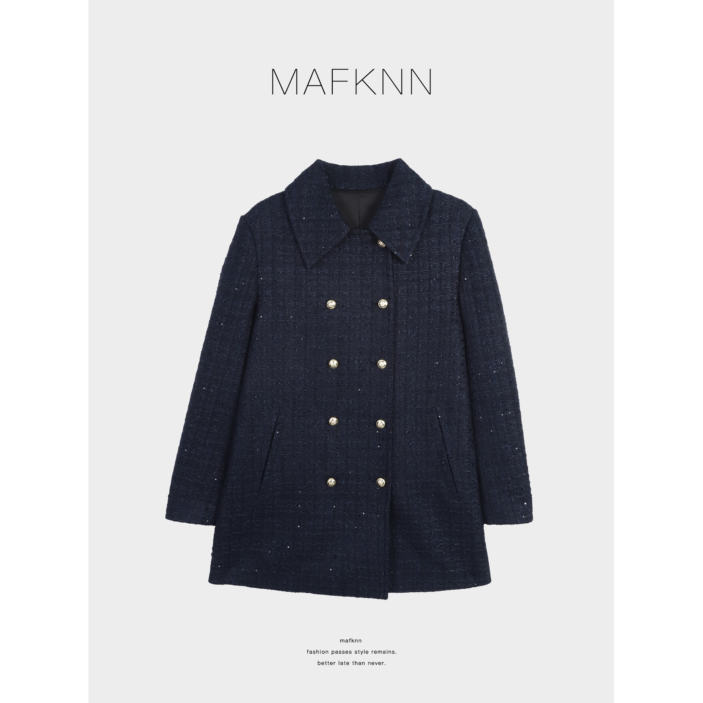 MAFKNN/玛肯时尚休闲简约纯色百搭舒适小香外套MK13659