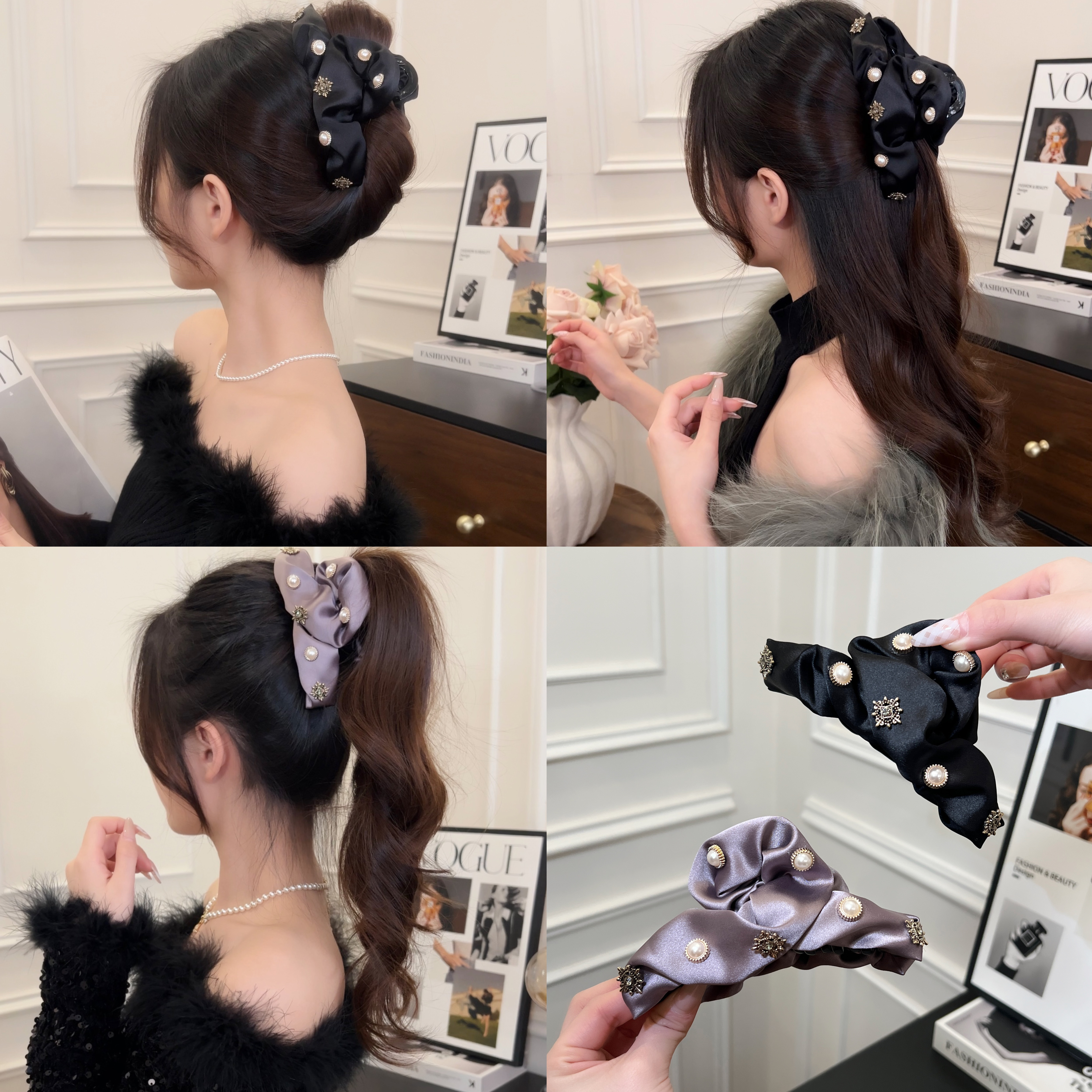 新款褶皱云朵抓夹高级感百搭后脑勺发卡鲨鱼夹子日常发饰女