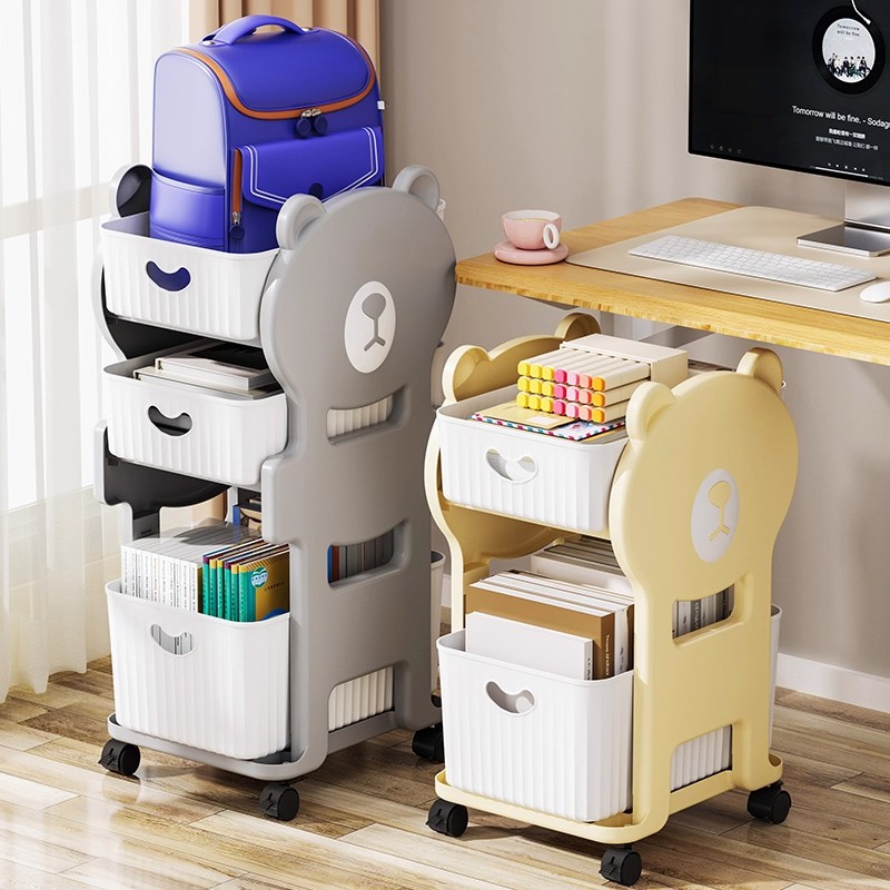 书包置物架可移动小推车家用放书包桌下滑轮柜学生多层书本收纳架