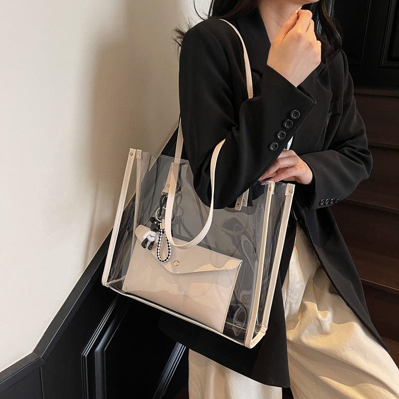 网红大容量托特包2025流行新款潮韩版大容量时尚单肩包果冻包