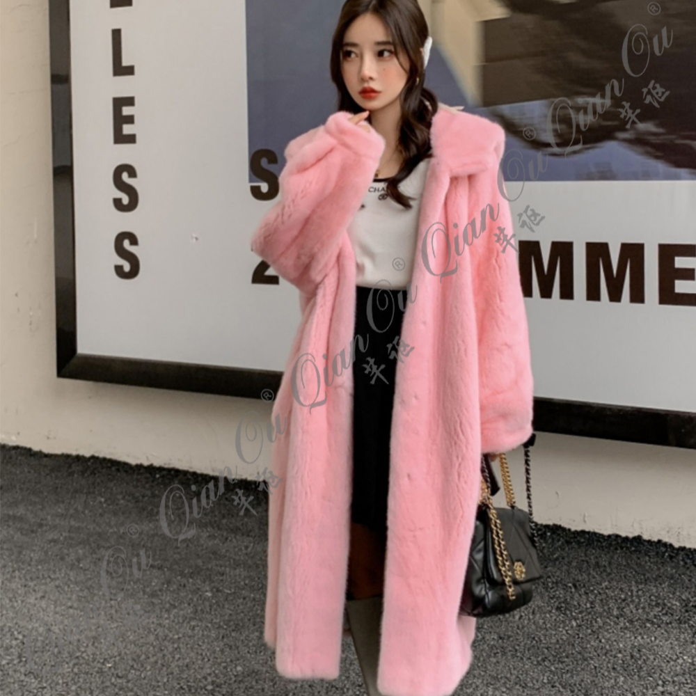 2025海宁新款网红真貂整貂水貂毛皮草女士时尚连帽外套长款女