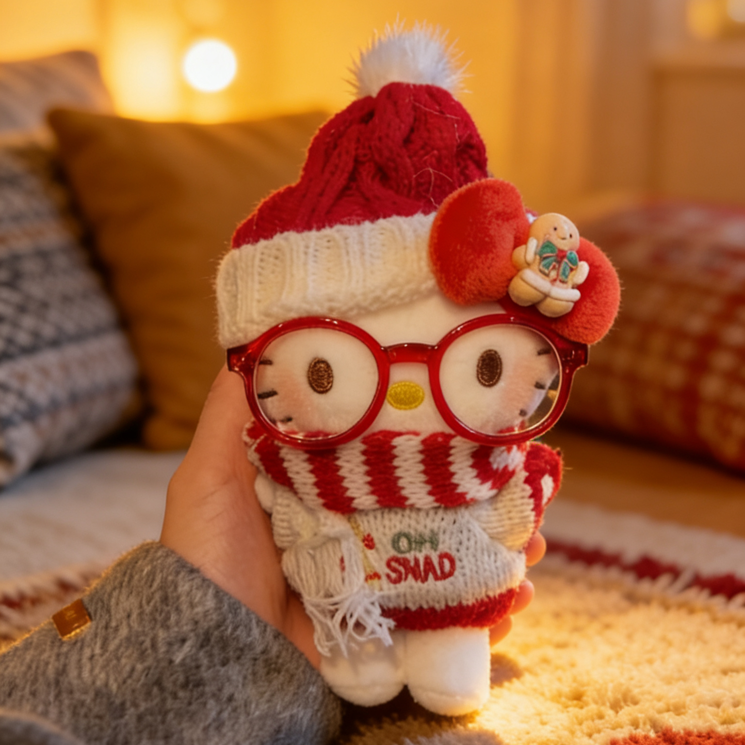 【正版】圣诞围巾Hellokitty包包挂件毛绒公仔礼物