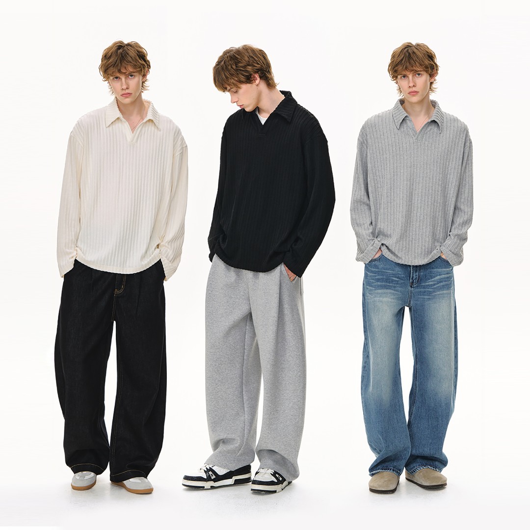 【双11好物】CLIMAX VISION流光风舒适慵懒麦穗纹针织POLO长袖T恤