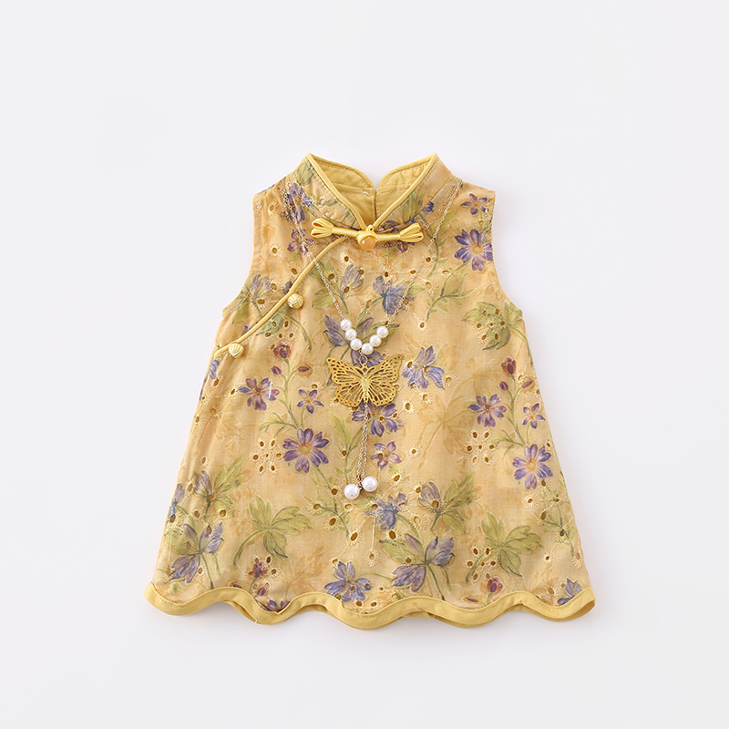 新品巴拉巴拉2025新款夏季女童包屁裙复古刺绣花朵连衣裙宝宝公主