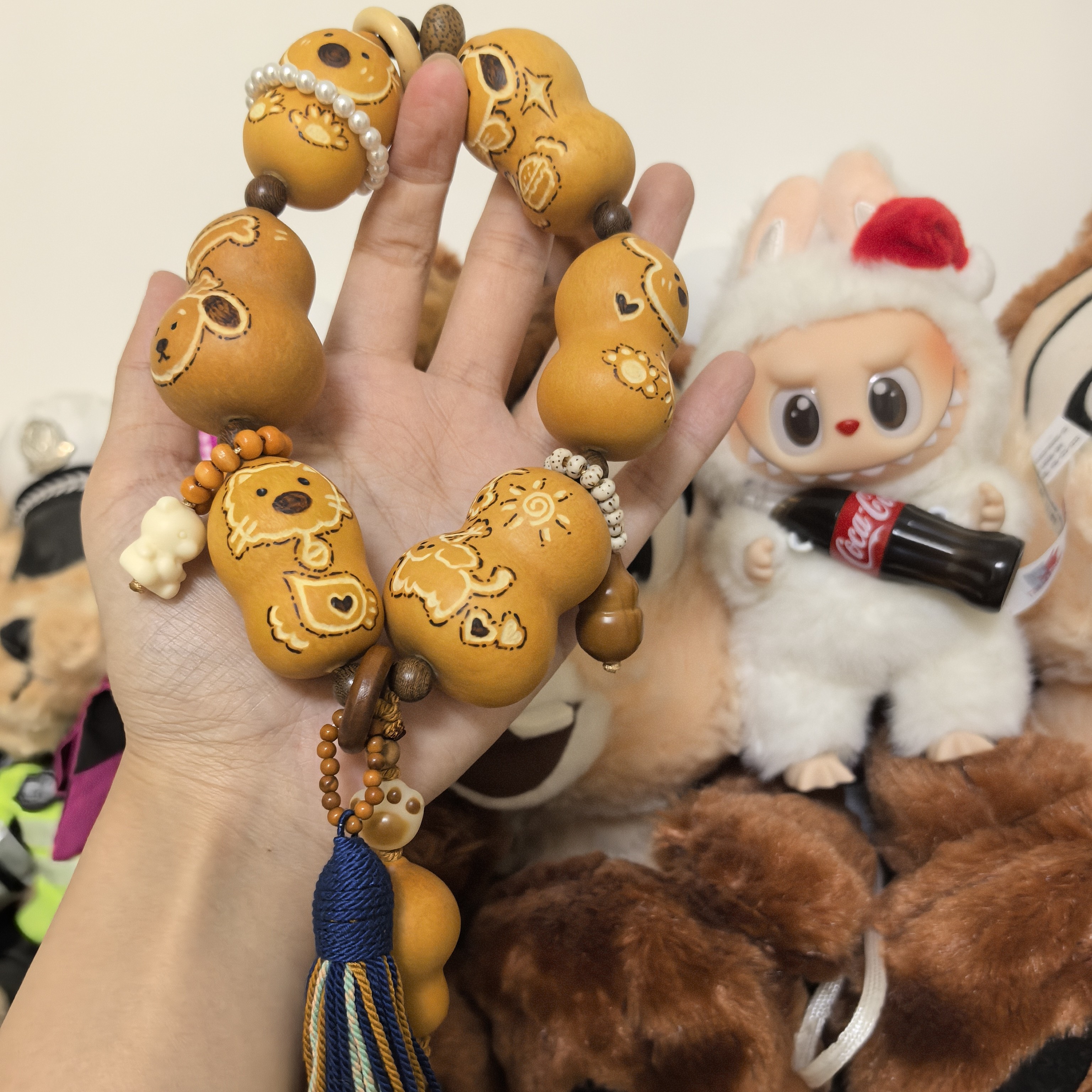 纯手工雕刻葫芦手串手持